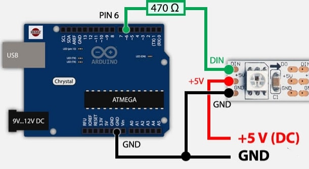 montage breadboard leds ws2812